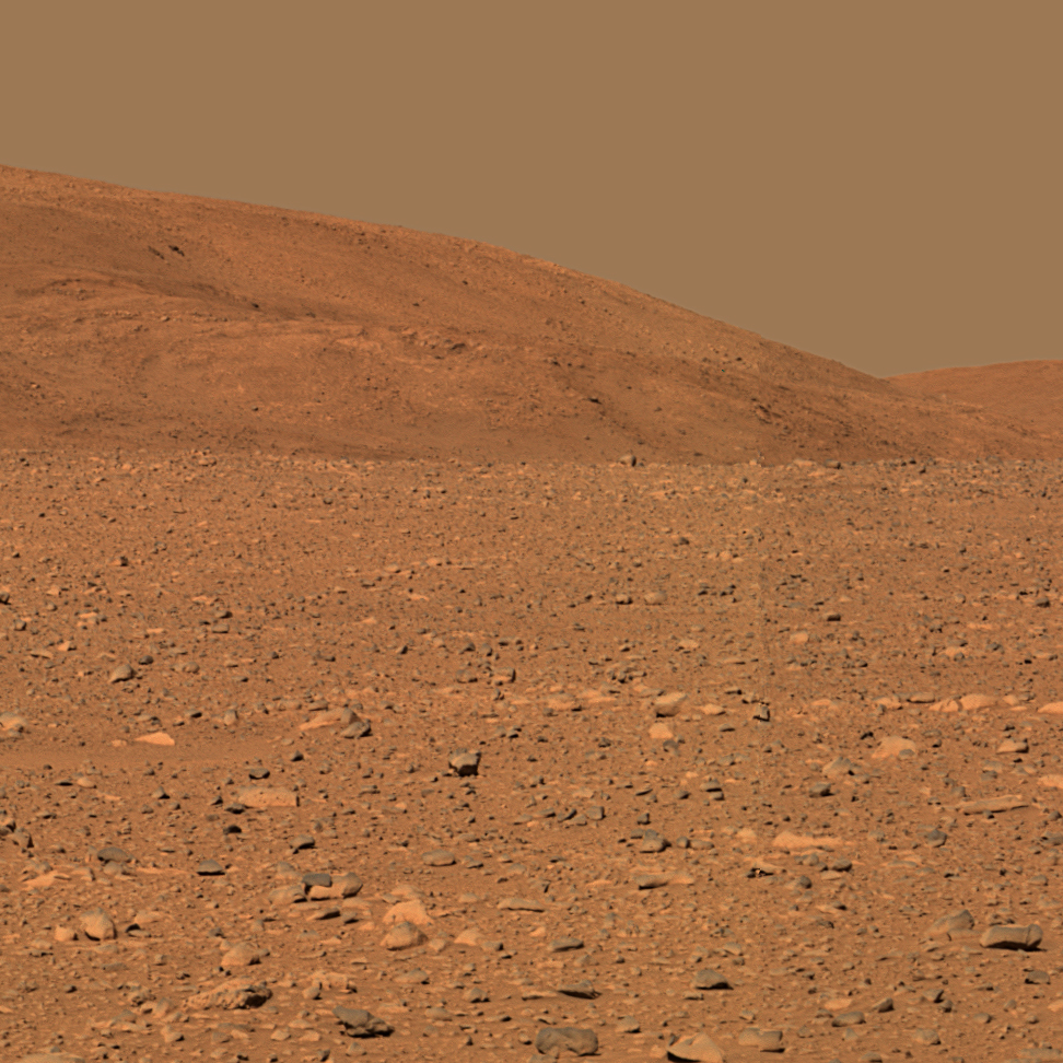 Red, rocky surface of Mars.