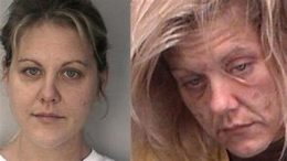 Mugshots of a woman before and after chronic meth abuse.