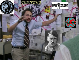 The Pepe Silvia meme featuring Dirtbag Left podcasts with a photo of Hitler.